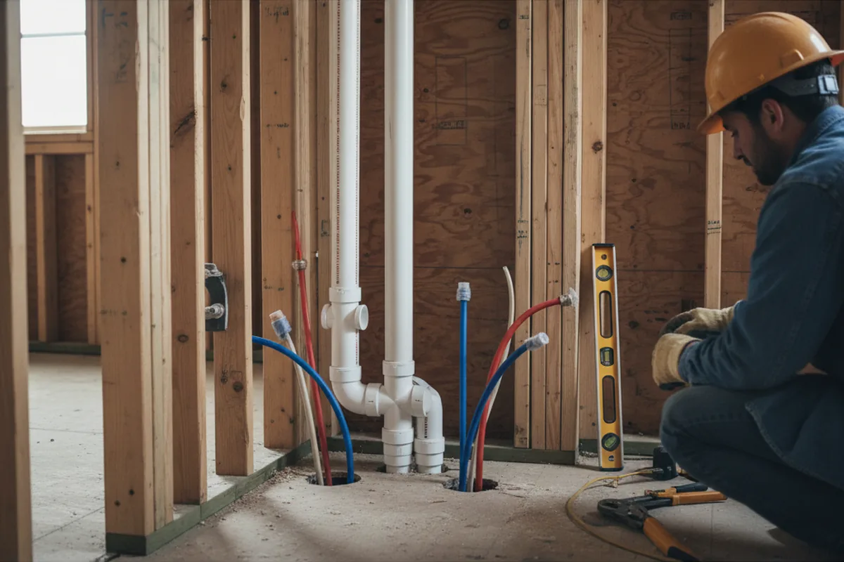 Drain and supply rough-in during Sump Pump Repair in Greenup